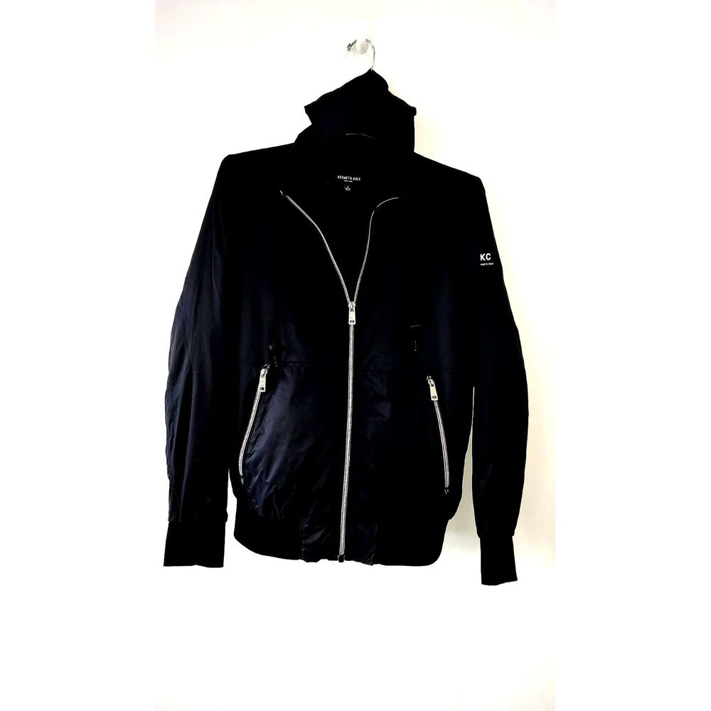 Kenneth Cole Black Hooded Jacket Size S Lightweight Zip Up Windbreaker
